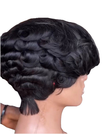 Pixie Cut Human Hair Pre Styled Ready To Wear Short Wig