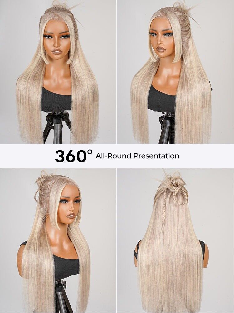 Human Hair Glueless Customised Pre Styled Blonde Highlights Lace Front Wig 250%