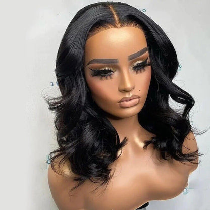 Womens Human Hair Wigs Glueless Wavy Short Full Lace Front Short Bob Wig UK