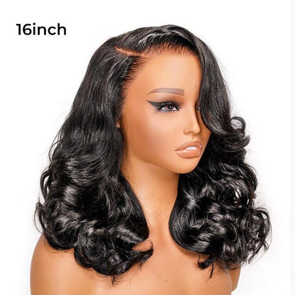 Human Hair Wigs Glueless Ready To Wear Lace Front Layered Double Drawn Body Wave