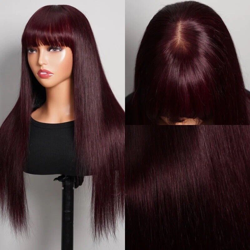 Human Hair Wigs Wig With Bang Glueless Wear And Go Women UK