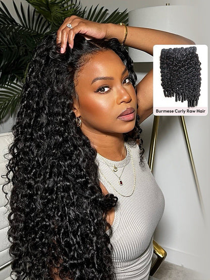 250% Density Glueless Burmese Curly Wave Pre-Plucked& Bleached Ready To Wear Wig