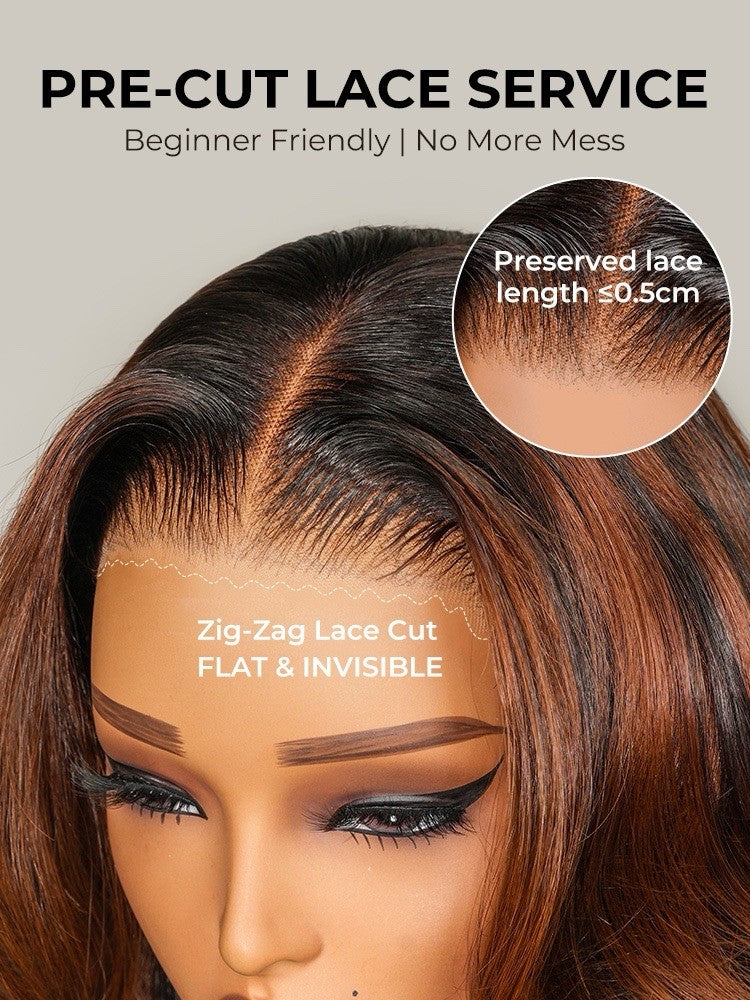 Original Caramel Balayage Highlight Wigs 13x4 Front Wig Customized Wavy Hair