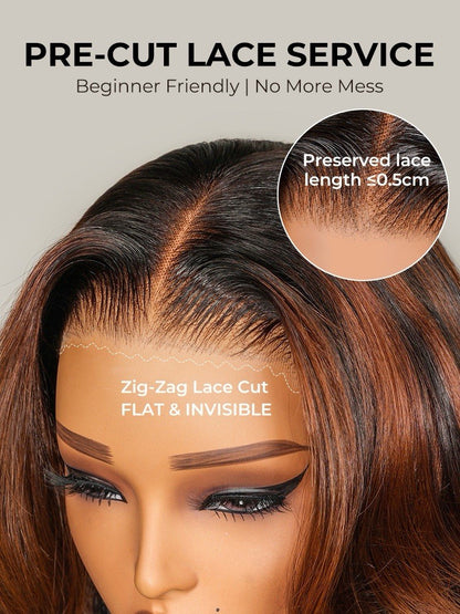 Original Caramel Balayage Highlight Wigs 13x4 Front Wig Customized Wavy Hair