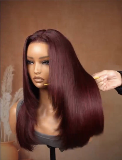 Human Hair Glueless Ready To Wear Layered Cut 250% Density  Dark 99J Wig