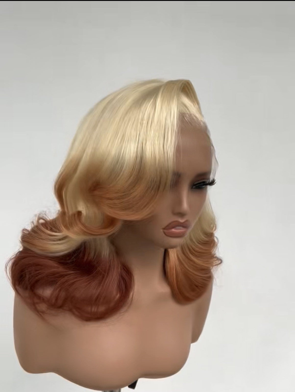Raw Vietnamese SDD Layered Cut Lace Front Glueless Bob Wig 250% Blonde /Ginger