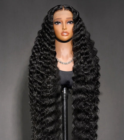 50 Inches Voluminous Deep Wave HD Lace Frontal Wig Super Long Human Hair 300%