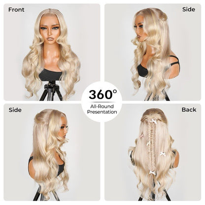P18/613 Blonde Highlight Fishtail Braid Princess Haircut 13*4 Frontal Wig