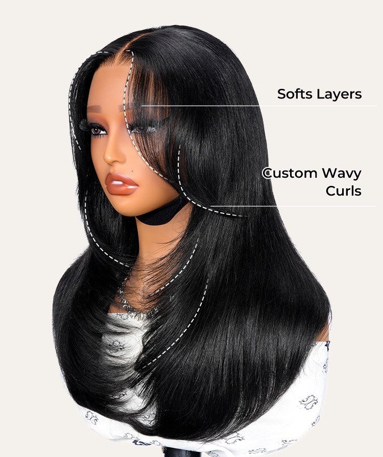 Ready To Wear Curtain Bang Body Wave Glueless Lace Wig Ready To Wear With Layers