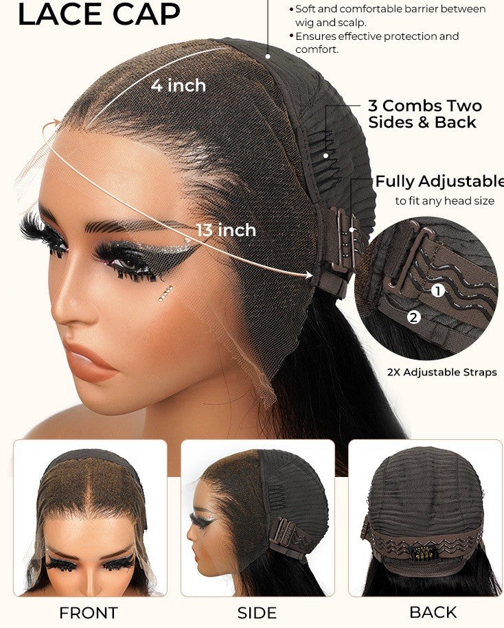 250% Density Human Hair Box Braids Wig With Flat Twists 13×6 Water Wave Wig