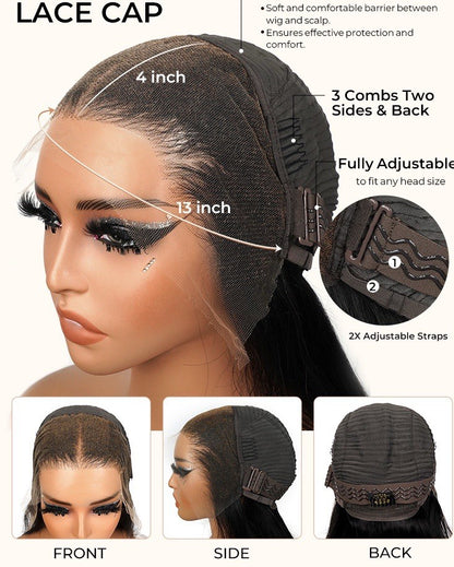 250% Density Human Hair Box Braids Wig With Flat Twists 13×6 Water Wave Wig