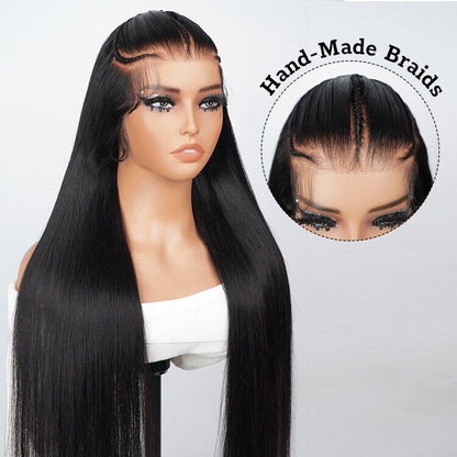 Women Human Hair Wigs Glueless Pre Cut Lace Front Straight Wear Go Long Wig UK