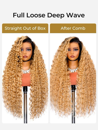 Celebrity Inspired-300% Density 30 Inch 13x5 HD Lace Ombre Loose Deep Wave Wig