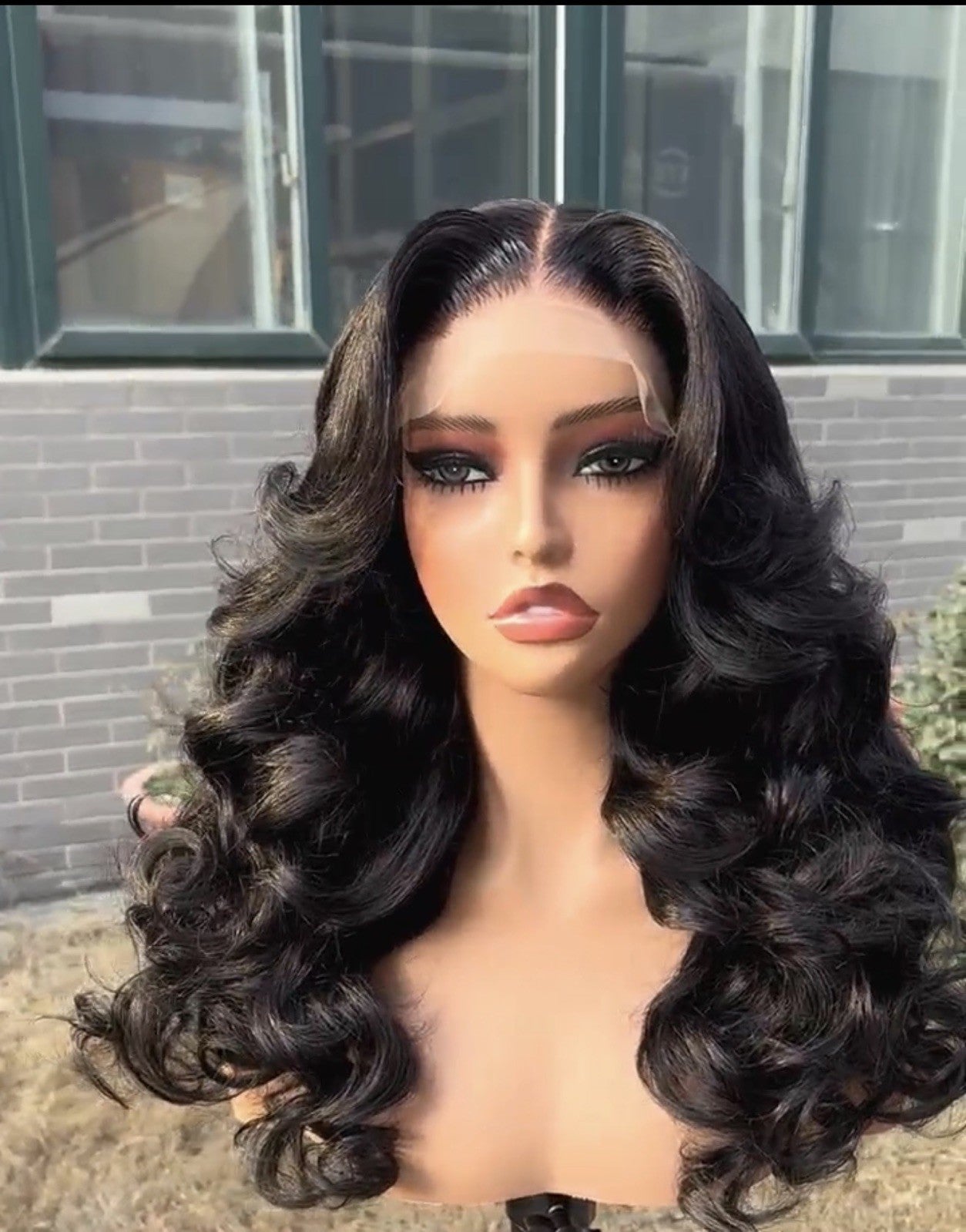 Pre Styled Layered Cut Bouncy Curly Human Hair Glueless 250% Full  Density Wig 