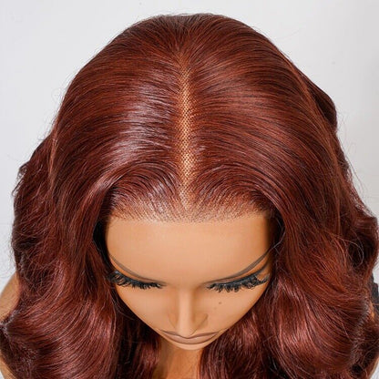 Human Hair Glueless Ready To Wear Wig Reddish Brown Wavy Wig Women UK