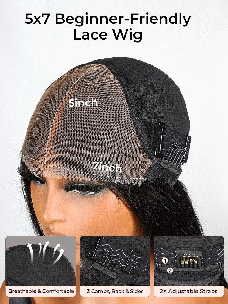 Layered Cut Human Hair Glueless Ready To Wear 250% Density  Natural Wig