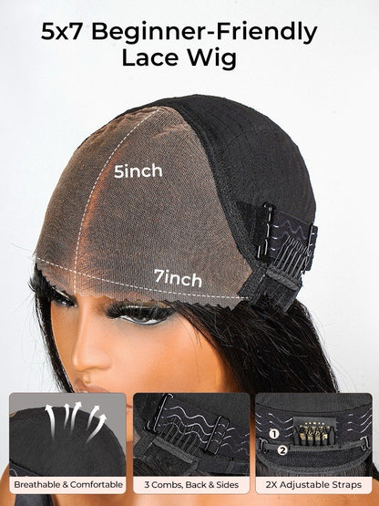 Layered Cut Human Hair Glueless Ready To Wear 250% Density  Natural Wig