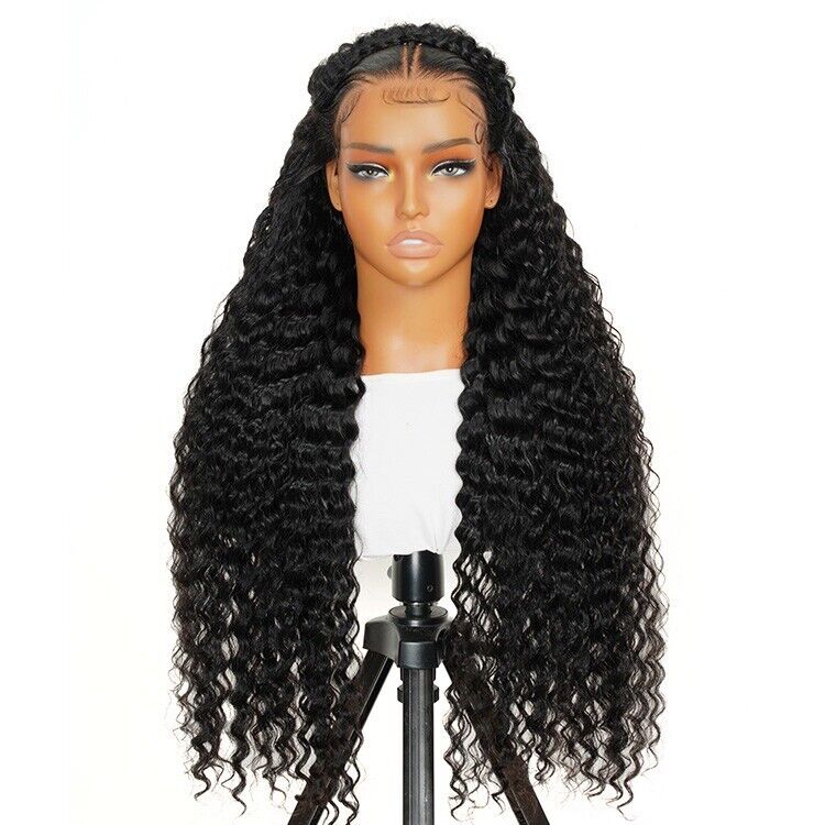 Human Hair Glueless Pre Styled Pre Cut Lace Ready To Wear Wig Deep Wave Women