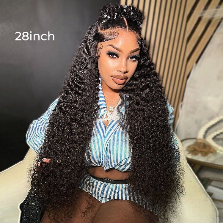 Human Hair Glueless Pre Styled Pre Cut Lace Ready To Wear Wig Deep Wave Women