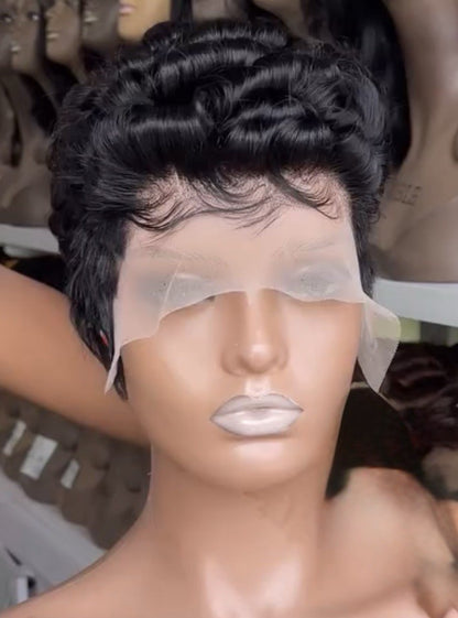 Pixie Cut Human Hair Pre Styled Ready To Wear Short Wig