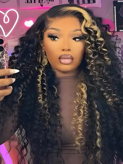 250% Density Pre Everything Side Part Highlight Deep Wave 13x4 Lace Wig Glueless