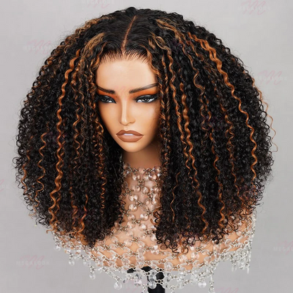 Human Hair Wigs UK Women Full Glueless Wear & Go Kinky Curly Lace Front Wig