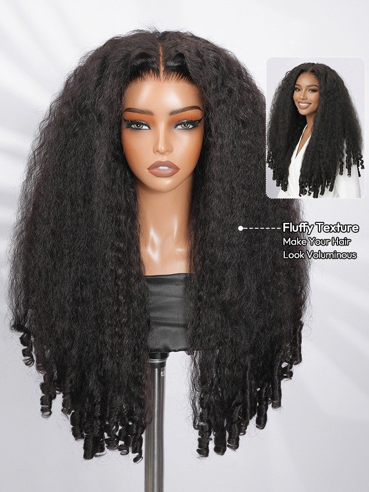 Glueless Kinky Curly Wig With Spiral Curly Ends Human Hair 300% Full Density 
