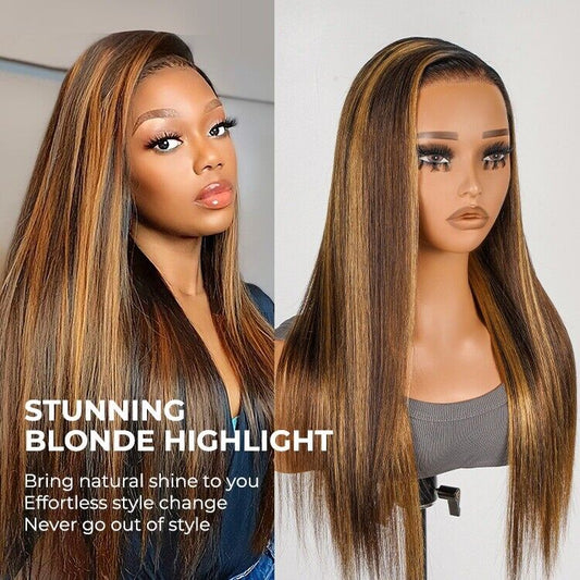 Honey Blonde Balayage Human Hair Wig Natural Hairline 13x6 Lace Front