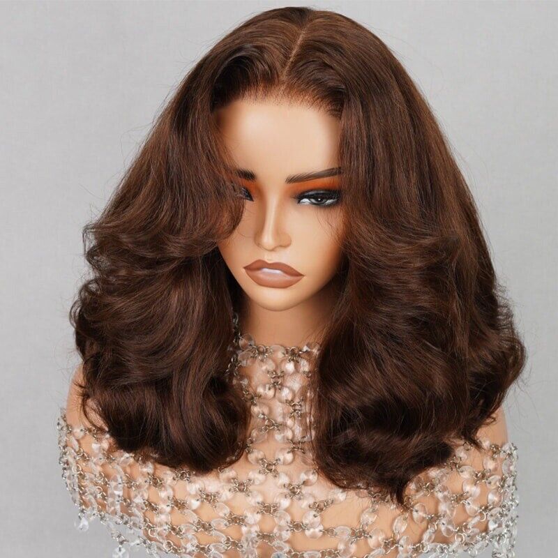 Women Human Hair Wigs Full Wavy Glueless Wear Go Lace Front Short Bob Wig UK SDD