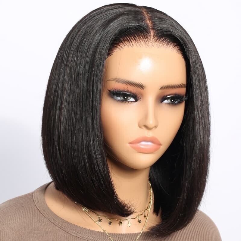 Human Hair Wig Wigs Glueless Women Wear & Go Lace Front Short Bob Wig UK