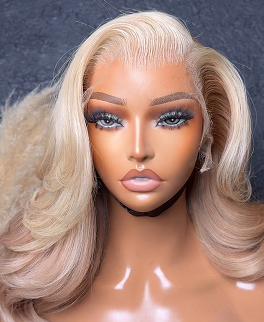 Layered Cut Butterfly Cut M Hairline Highlight Rose Gold 13*6 Lace Wig