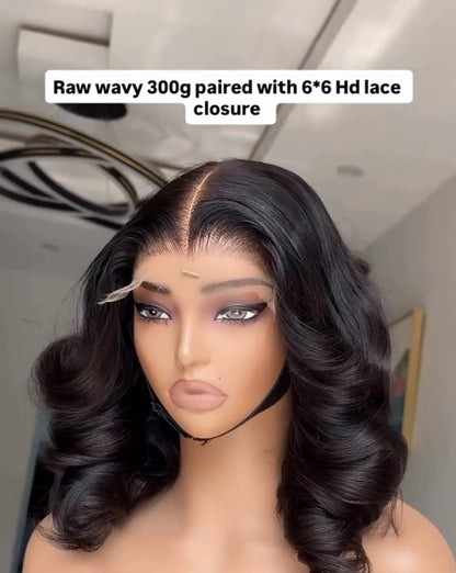 Raw Vietnamese SDD Bouncy Curly Glueless Lace Front Wig 300% Density Wig