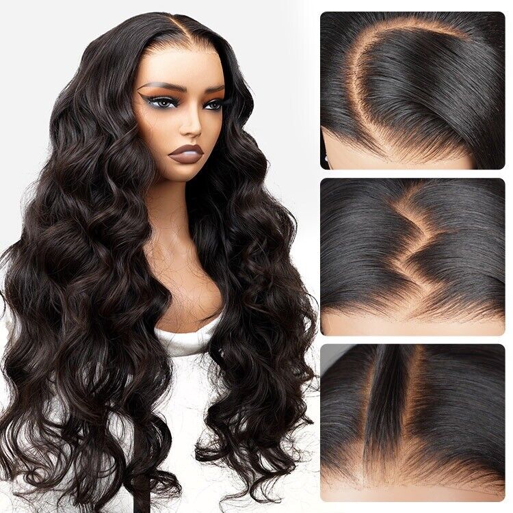 Human Hair Glueless Pre Cut Lace Ready To Wear Wig Body Wave Women Wigs UK 250%