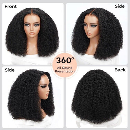 Human Hair Glueless Pre Cut Lace Ready To Wear Wig Curly Pre Bleached Mini Knots