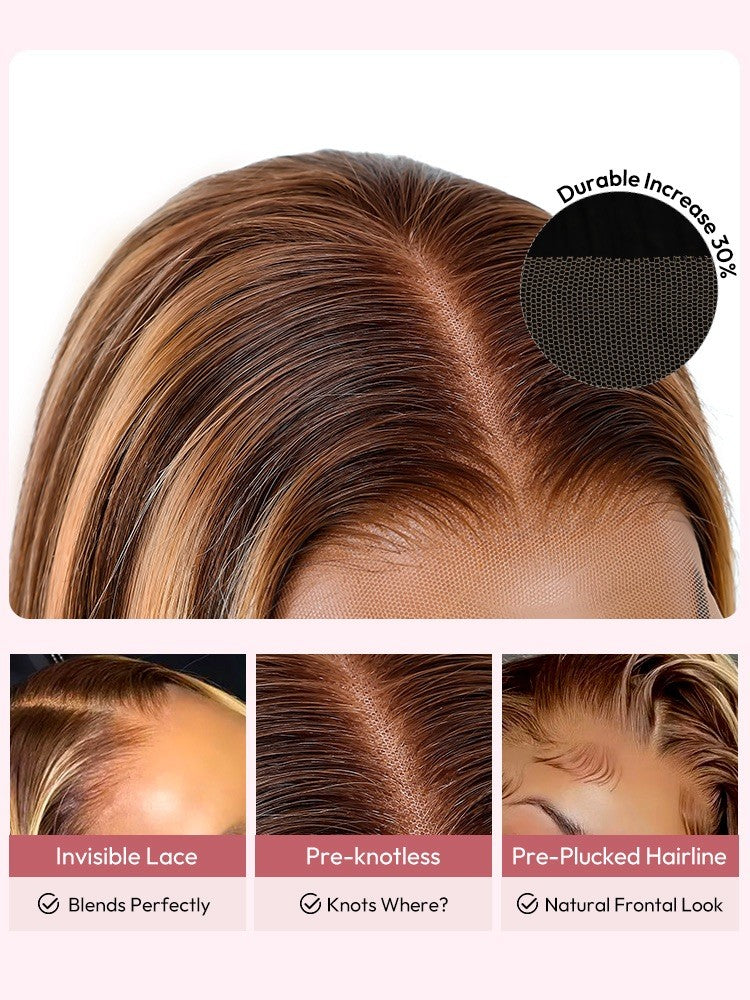 Glueless Ready To Go Wig Piano Colored Body Wave 5*5 Closure With Highlights