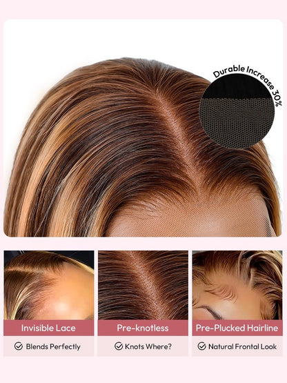 Glueless Ready To Go Wig Piano Colored Body Wave 5*5 Closure With Highlights