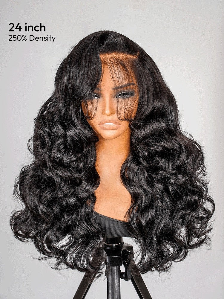 Pre Styled Side Part Loose Wave Glueless Layered Cut Wear And Go Human Hair Wig