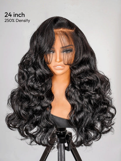 Pre Styled Side Part Loose Wave Glueless Layered Cut Wear And Go Human Hair Wig