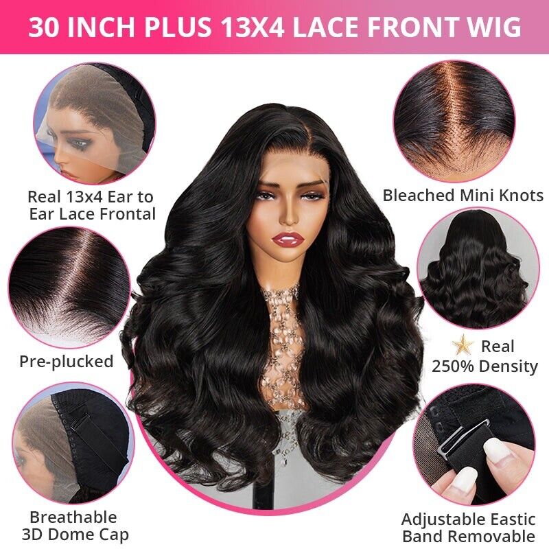 Human Hair Wigs Lace Front Wigs 30inch 36inch Deal Extra Long Women Wigs UK Wavy