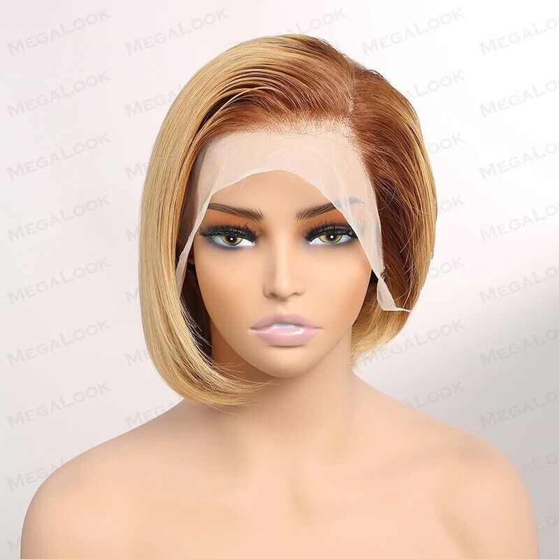 Human Hair Wig Wigs Women Wear & Go Pixie Lace Front Short Wig UK Straight