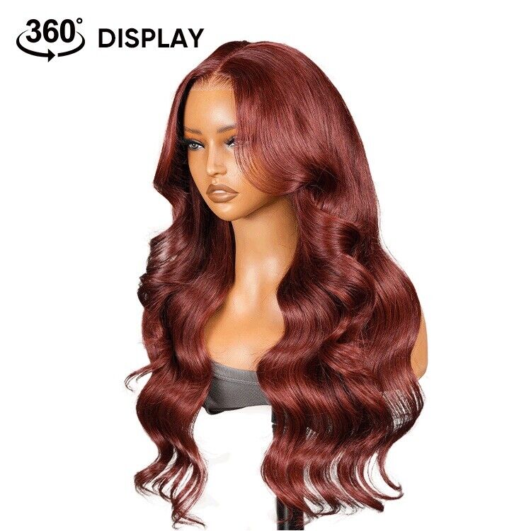 Human Hair Wigs Angora Red Wavy Glueless 13*6 Frontal Wig with Layered Cuts 250%