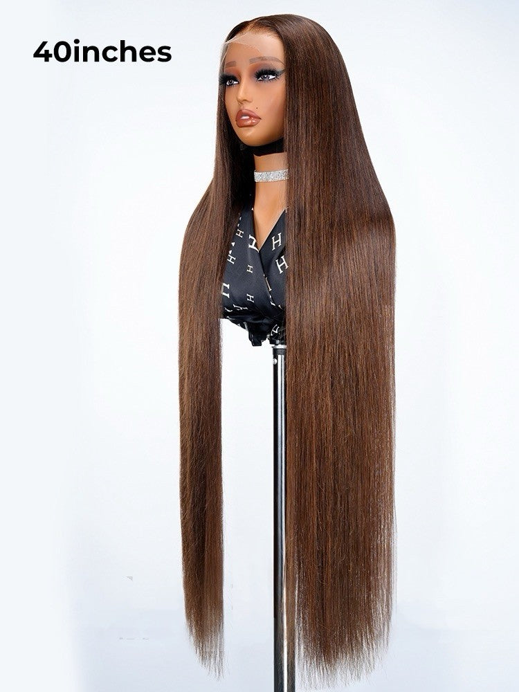Super Long 50inch 300% Density Chocolate Brown 13x6 HD Lace Front Wig Human Hair