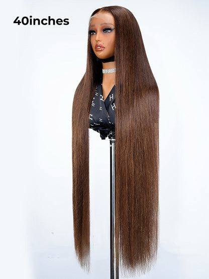 Super Long 50inch 300% Density Chocolate Brown 13x6 HD Lace Front Wig Human Hair