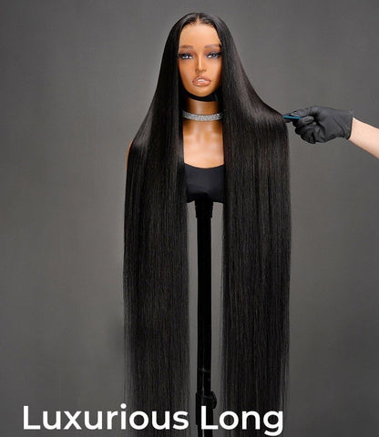 Super Long 50inch 300% Density Natural Black 13x6 HD Lace Front Wig Human Hair