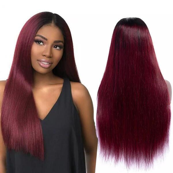 Human Hair Wigs Glueless Women Lace Front Straight Short Long Wig UK Coloured