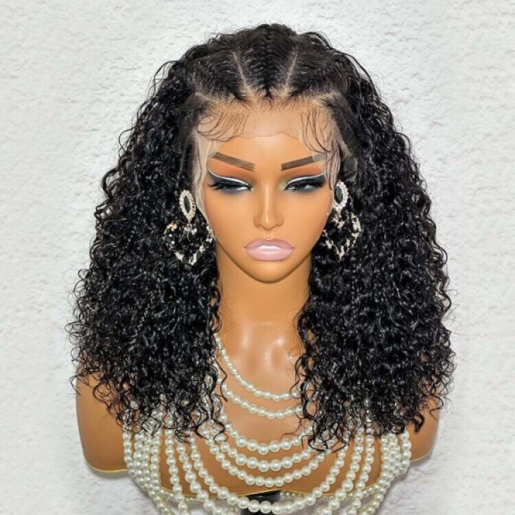 Women Human Hair Wigs Glueless Braided Full Lace Front Curly Short Long Wig UK