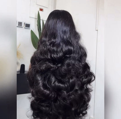 Raw Vietnamese SDD Bouncy Curly Glueless Lace Front Wig 300% Density 30inch Wig