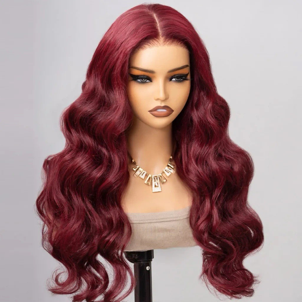250% Density 99J Color Burgundy Body Wave Wig Lace Front Glueless Wig