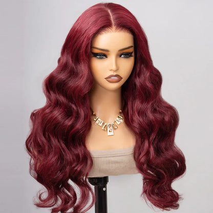 250% Density 99J Color Burgundy Body Wave Wig Lace Front Glueless Wig