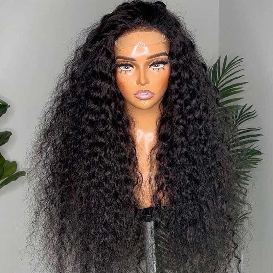 Human Hair Wigs Wig Glueless Wear And Go Women Lace Front Curly Long UK Natural